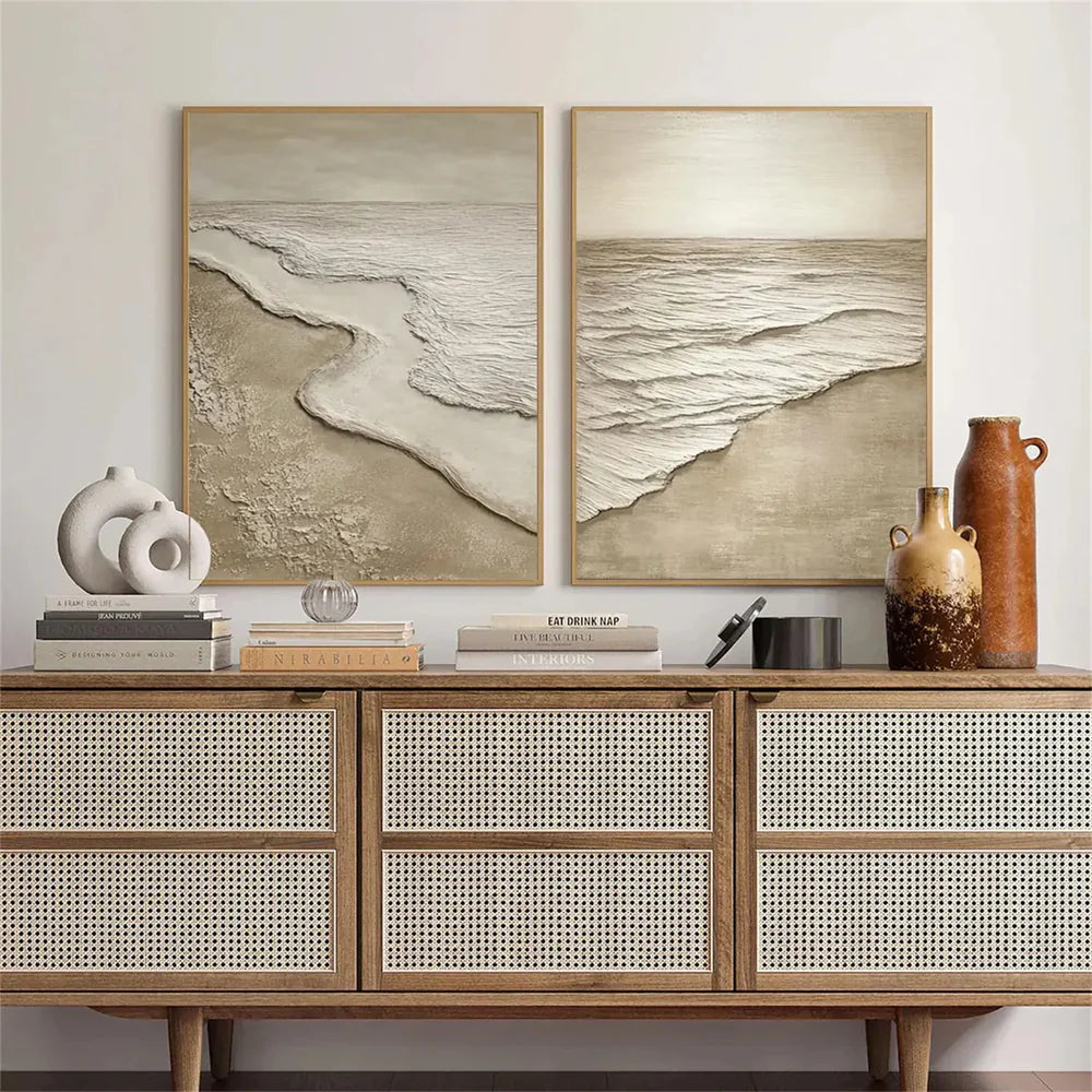 Ocean and Sky Textured Painting Canvas Set of 2 #OS034