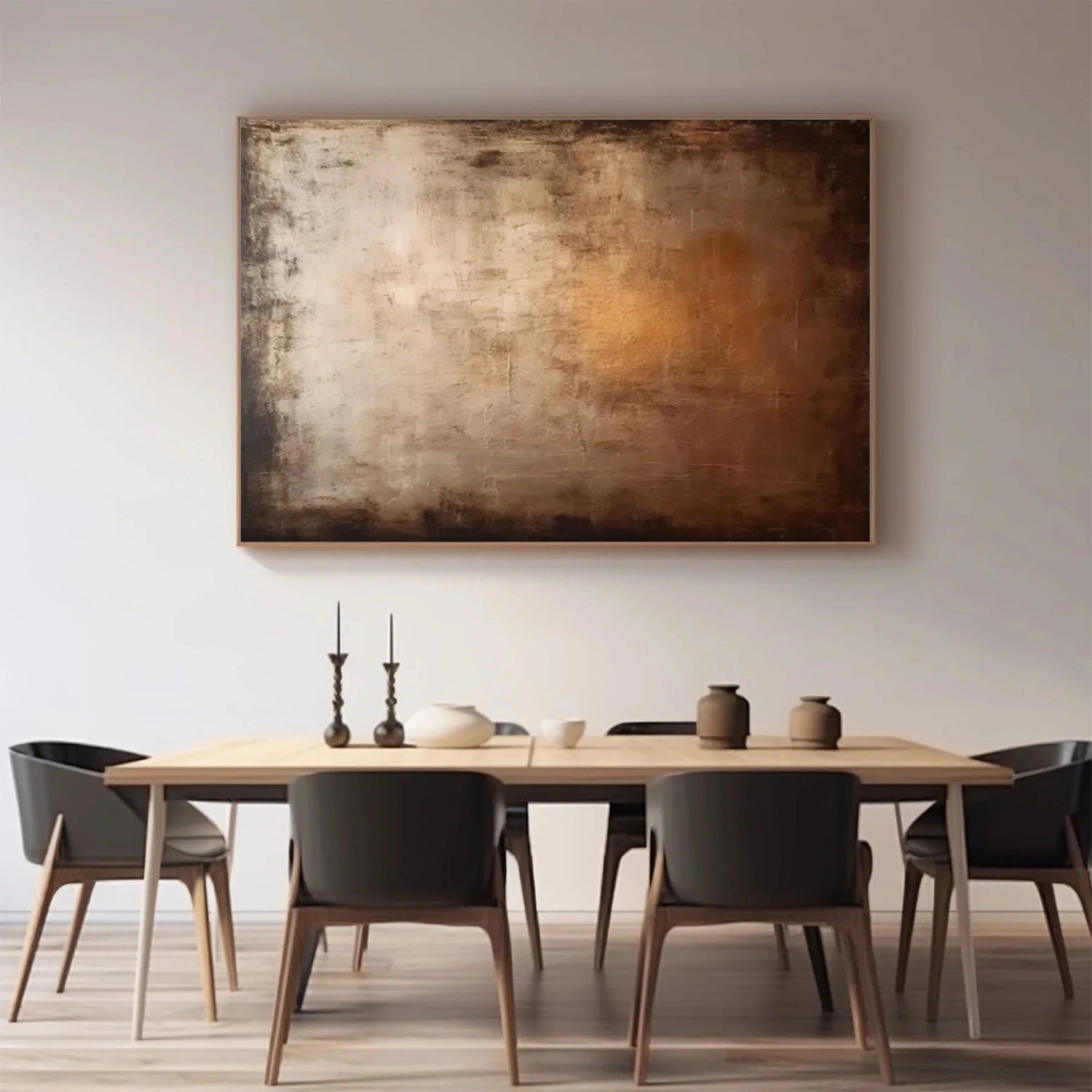 Beige and Brown Abstract Canvas Wall art #AP217