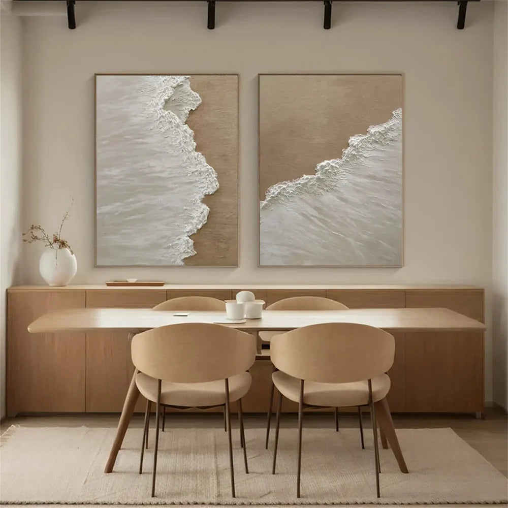 Ocean and Sky Textured Painting Canvas Set of 2 #OS032