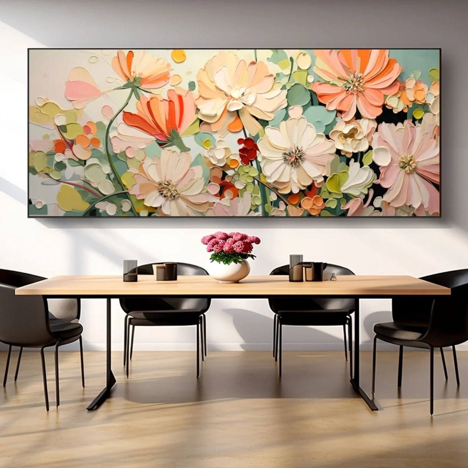 Colorful Flower Textured Painting Canvas #FP052