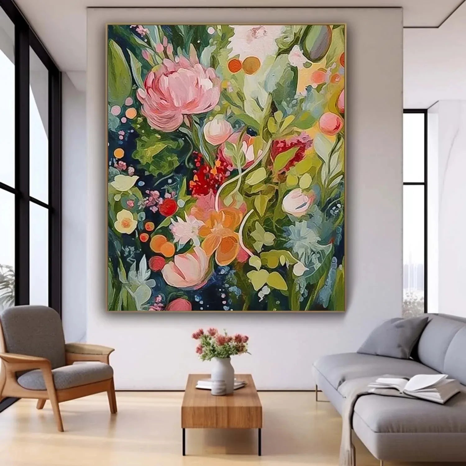 Colorful  Flower Textured Painting Canvas #FP026