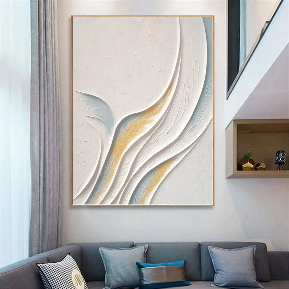 White Minimalist Textured Painting Canvas #MT091
