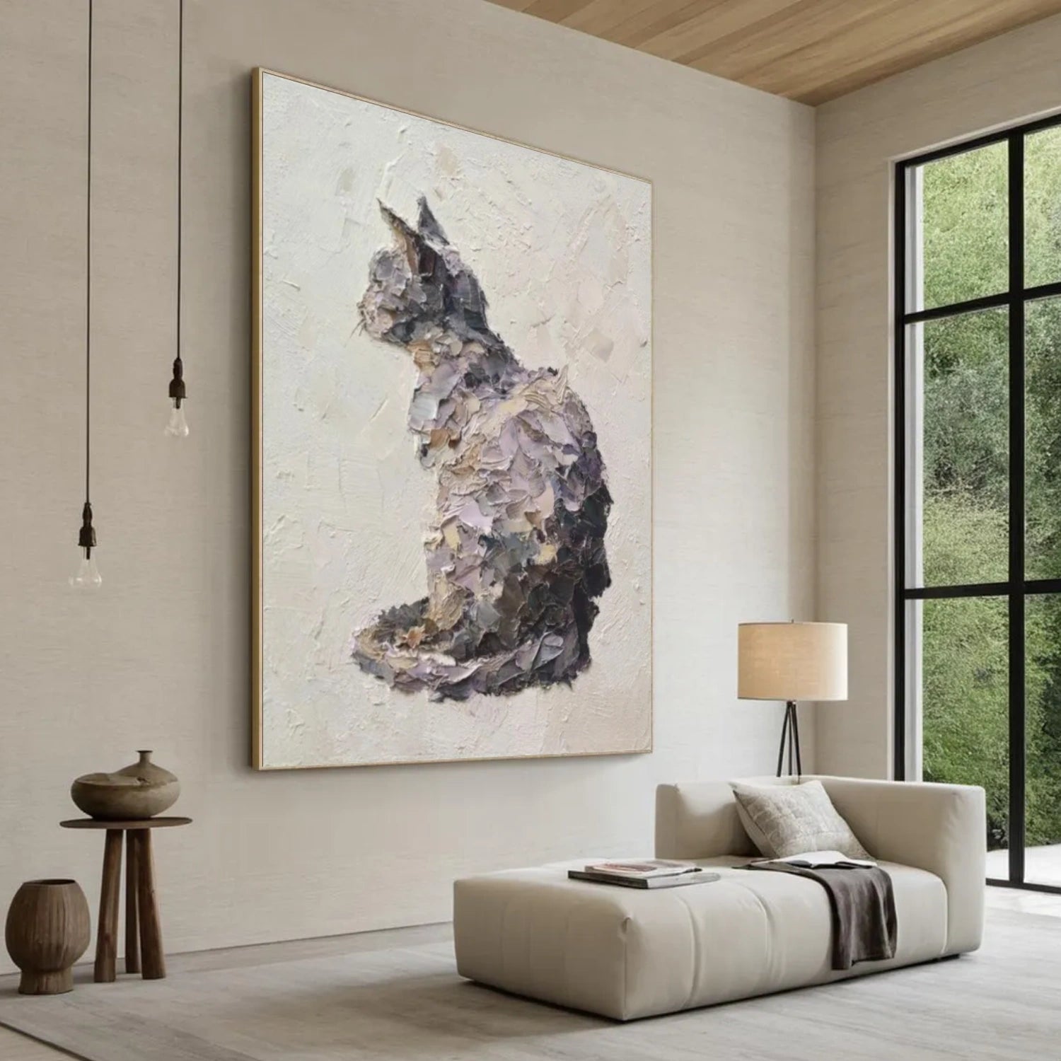 Abstract Animal Cat Textured Wall Art #AC119