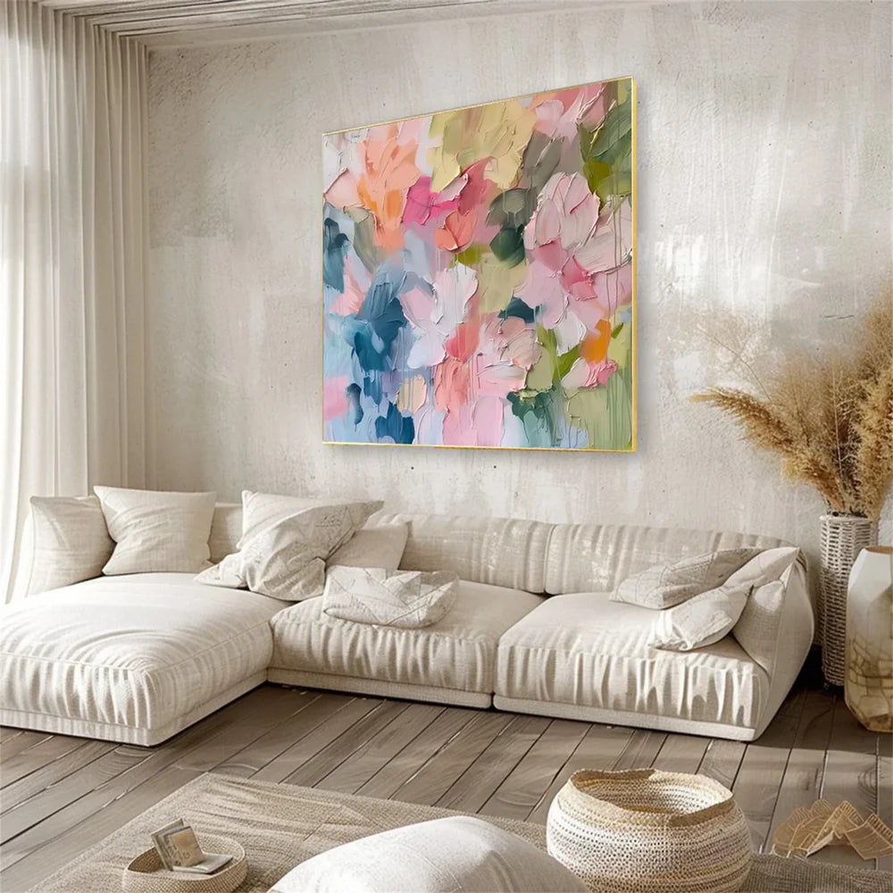 Colorful Flower Textured Painting Canvas #FP054