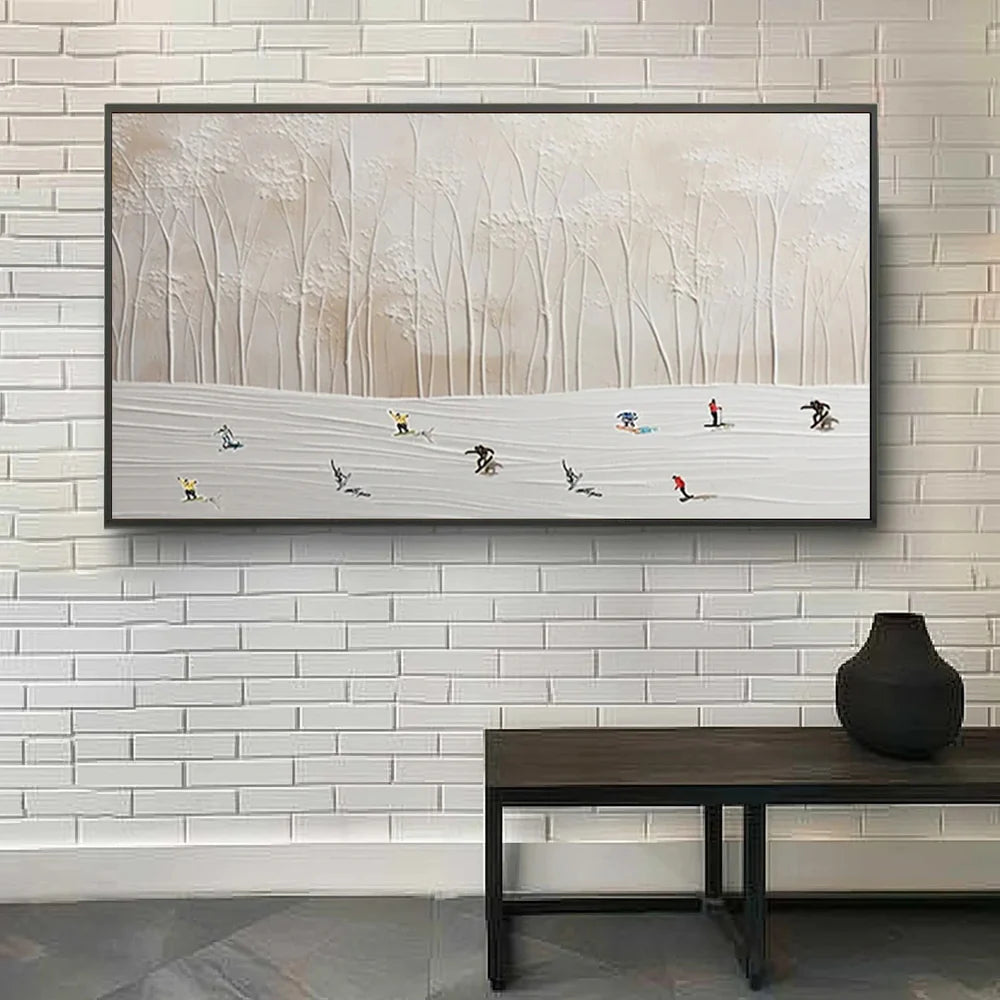 Skiing Sports Textured Painting Canvas #MS007