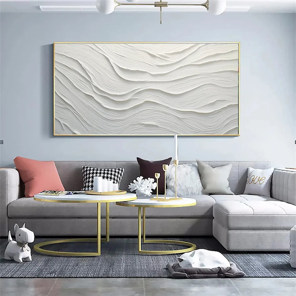 White Minimalist Textured Canvas #MT073