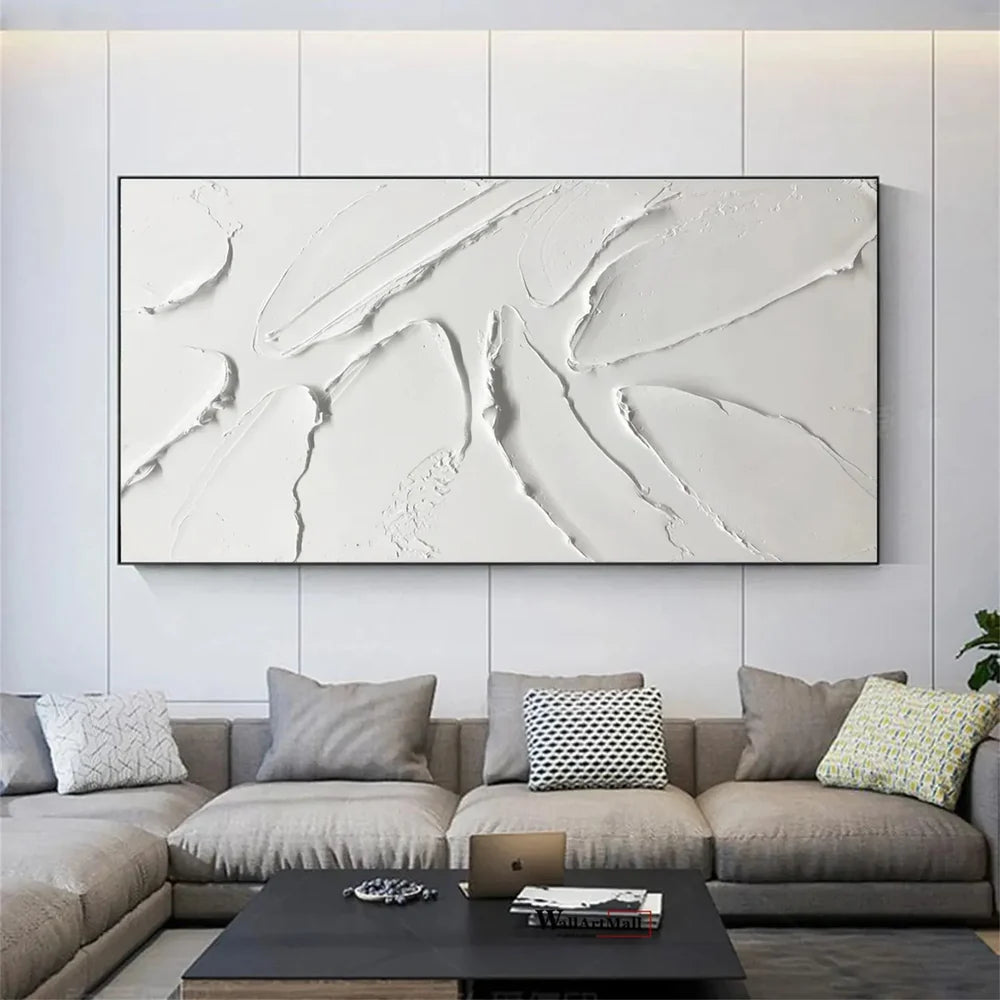 White Minimalist Textured Canvas #MT095