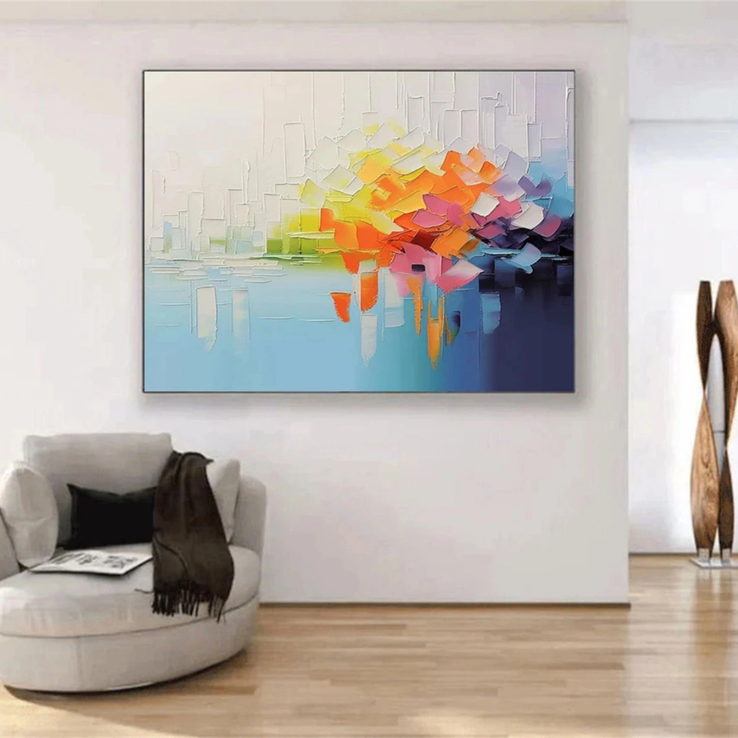 Colorful Abstract Textured Painting Canvas #AT083