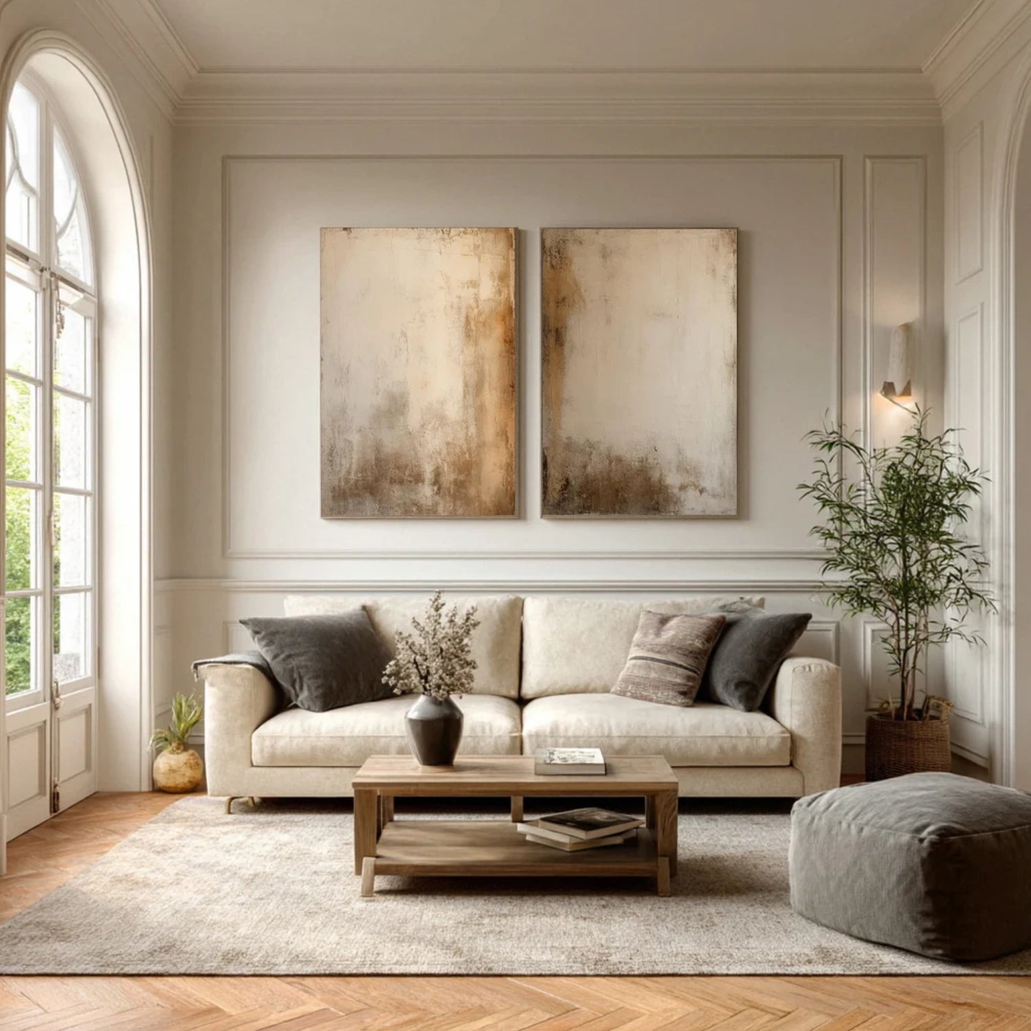 Beige and Brown Wabi Sabi Canvas Art Set of 2 #WS096