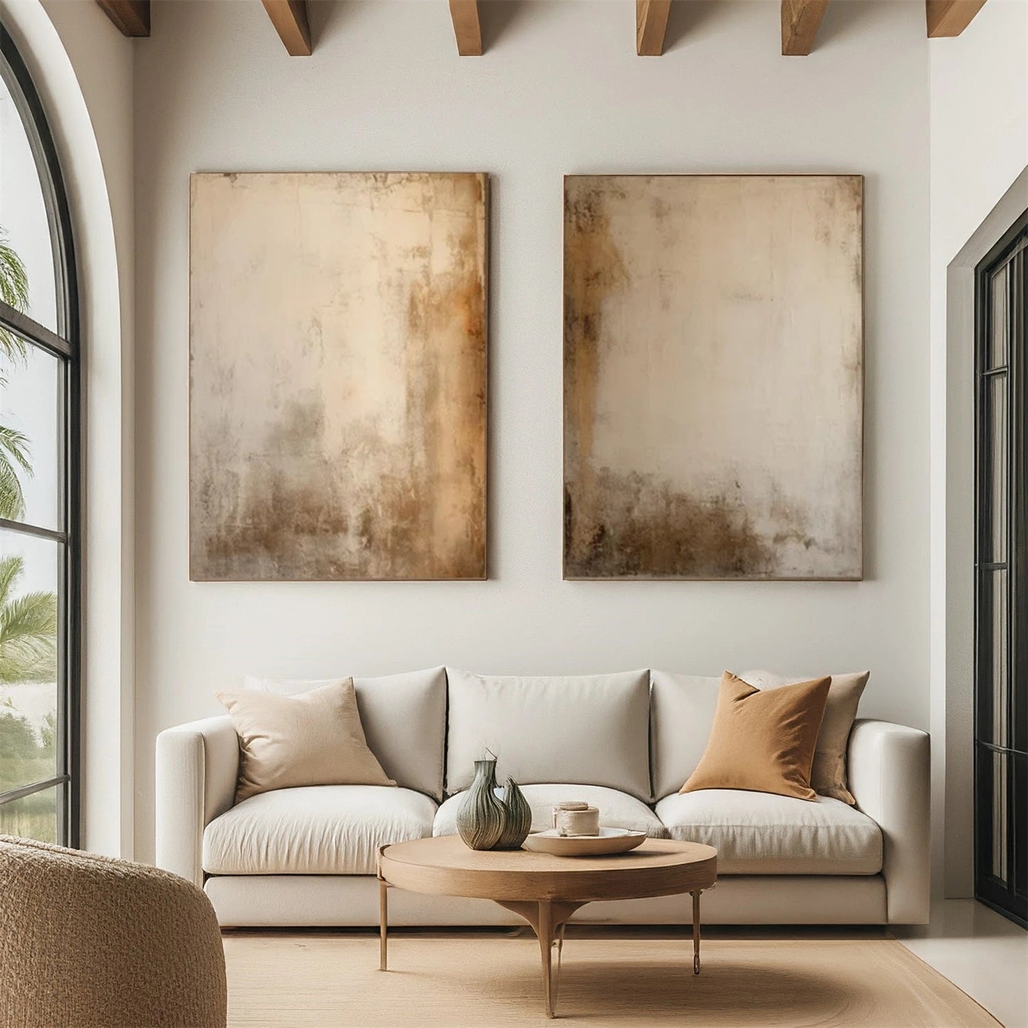 Beige and Brown Wabi Sabi Canvas Art Set of 2 #WS096