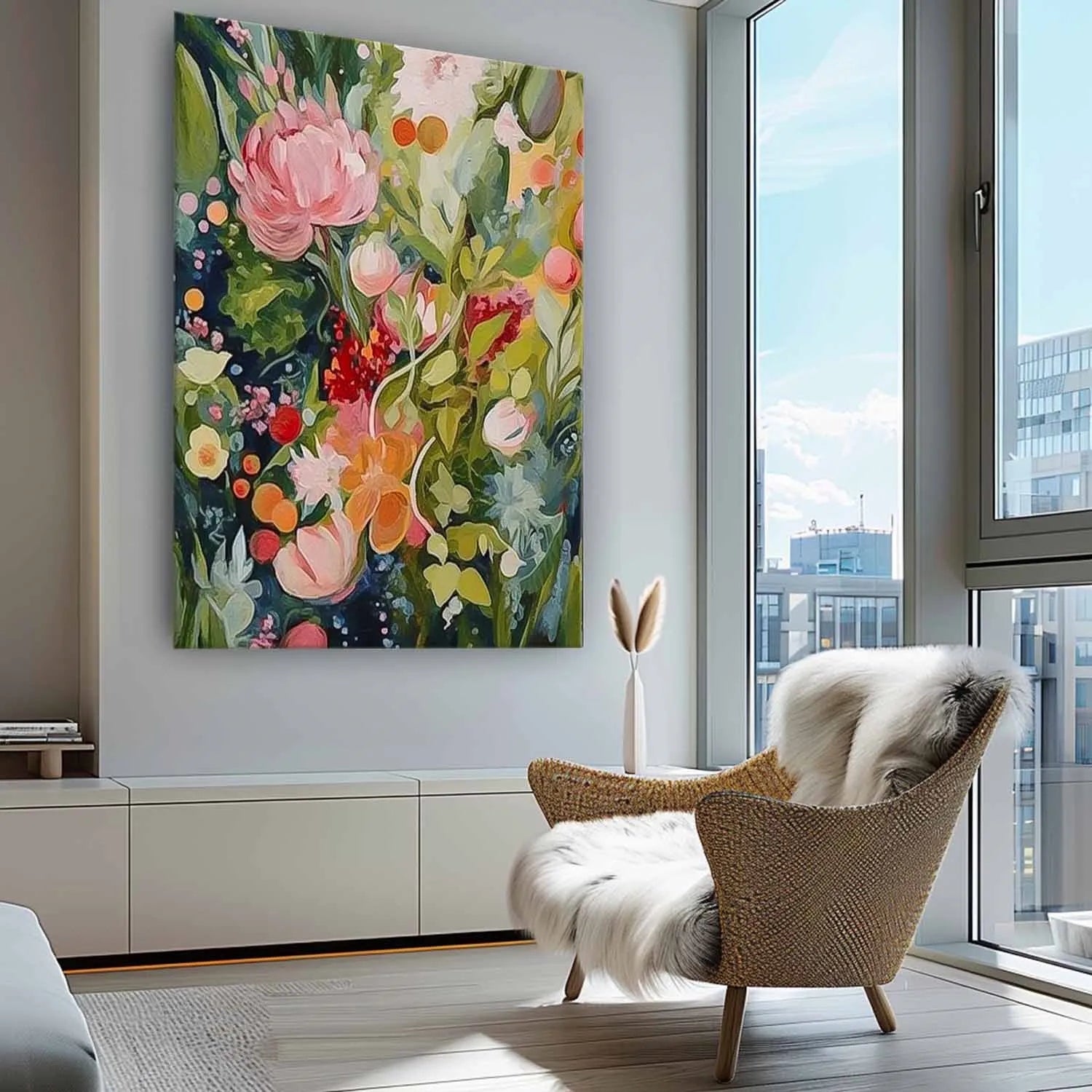 Colorful  Flower Textured Painting Canvas #FP026