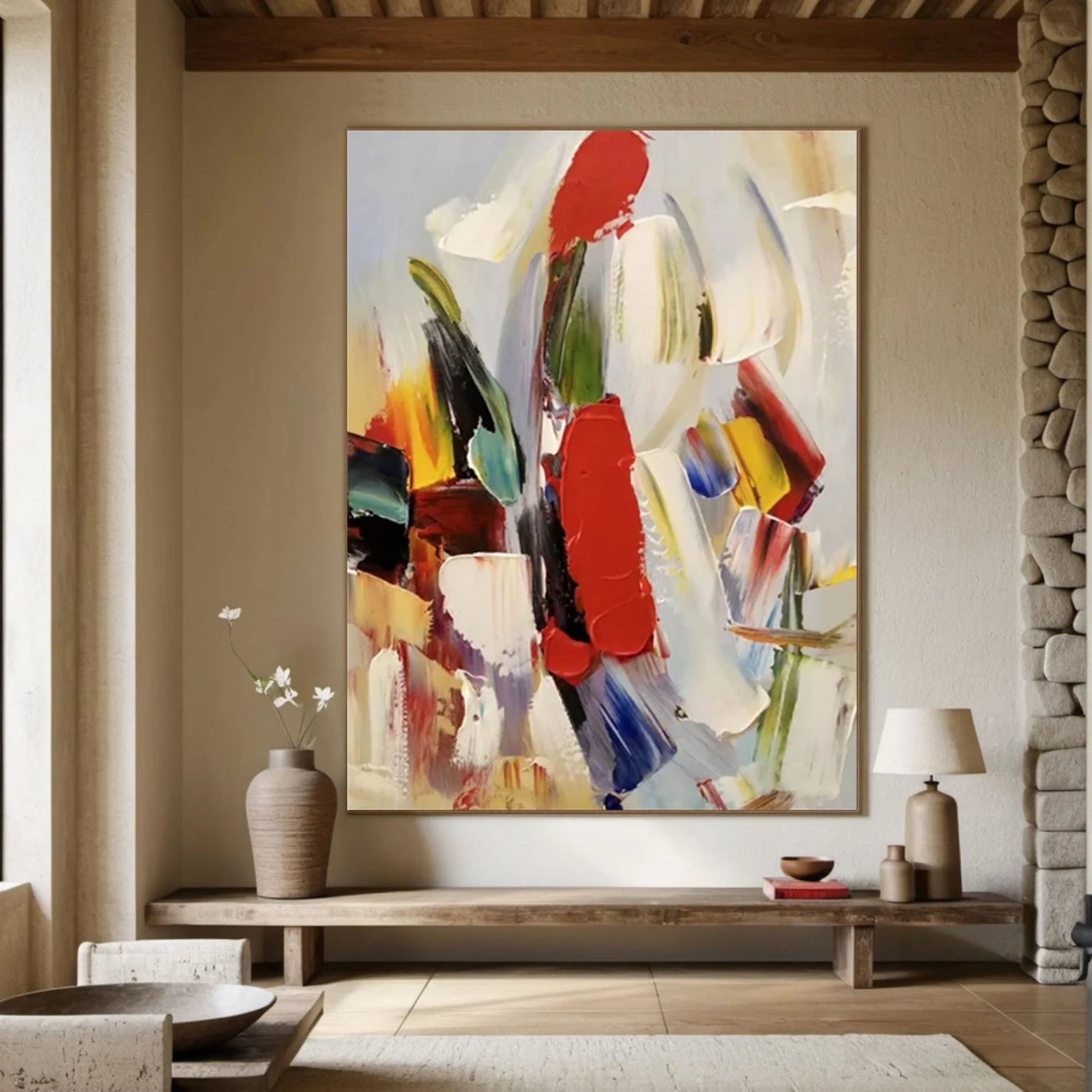 Colorful Abstract Textured Painting Canvas #AT095