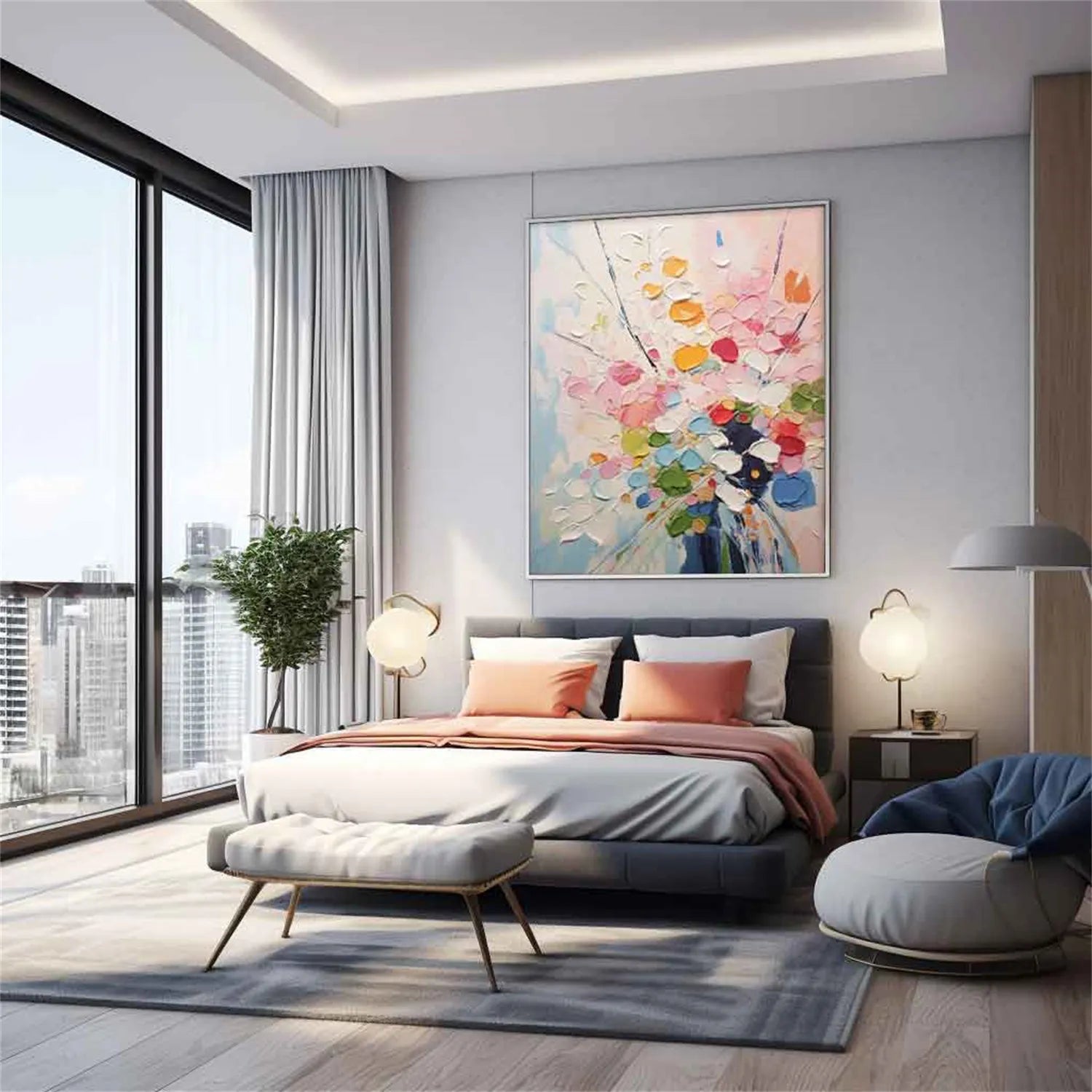Colorful Abstract Textured Painting Canvas #AT026