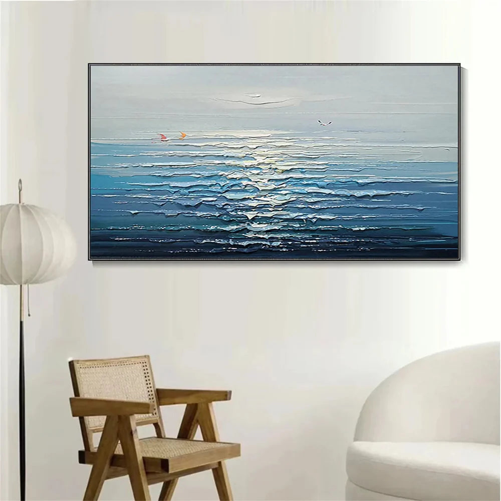 Ocean And Sky Textured Painting Canvas #OS018