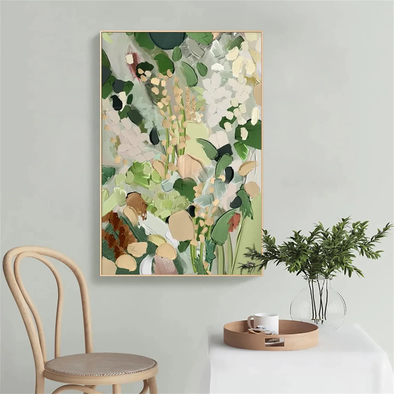 Green Flower Textured Painting Canvas #FP017