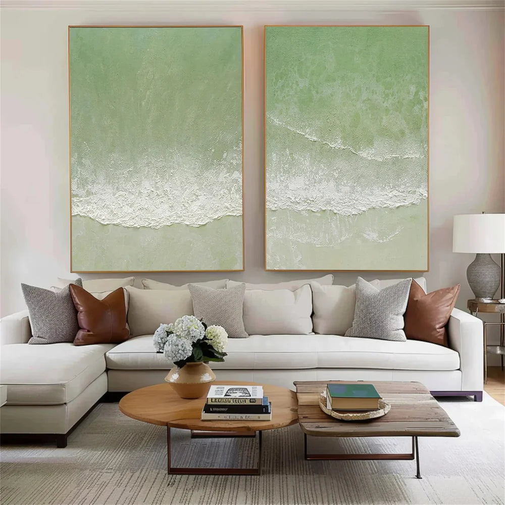 Ocean and Sky Textured Painting Canvas Set of 2 #OS031