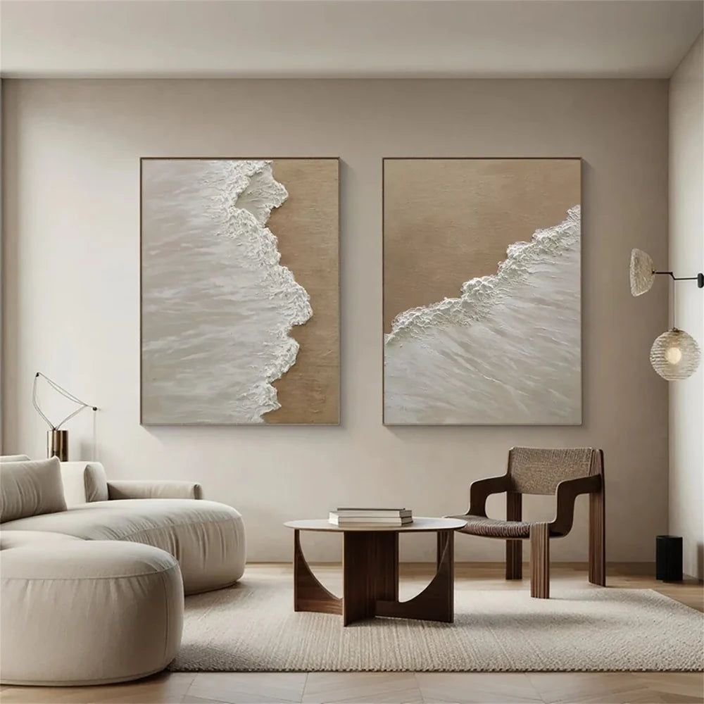 Ocean and Sky Textured Painting Canvas Set of 2 #OS032