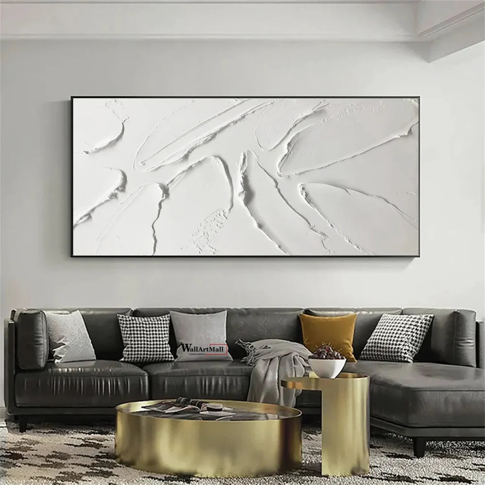 White Minimalist Textured Canvas #MT095