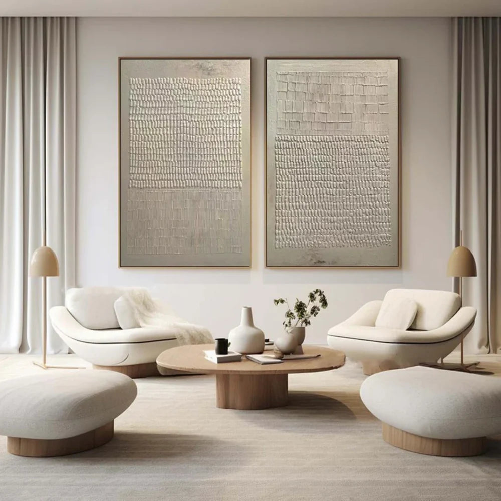 Beige Wabi Sabi Texture Canvas Art Set of 2 #WS045