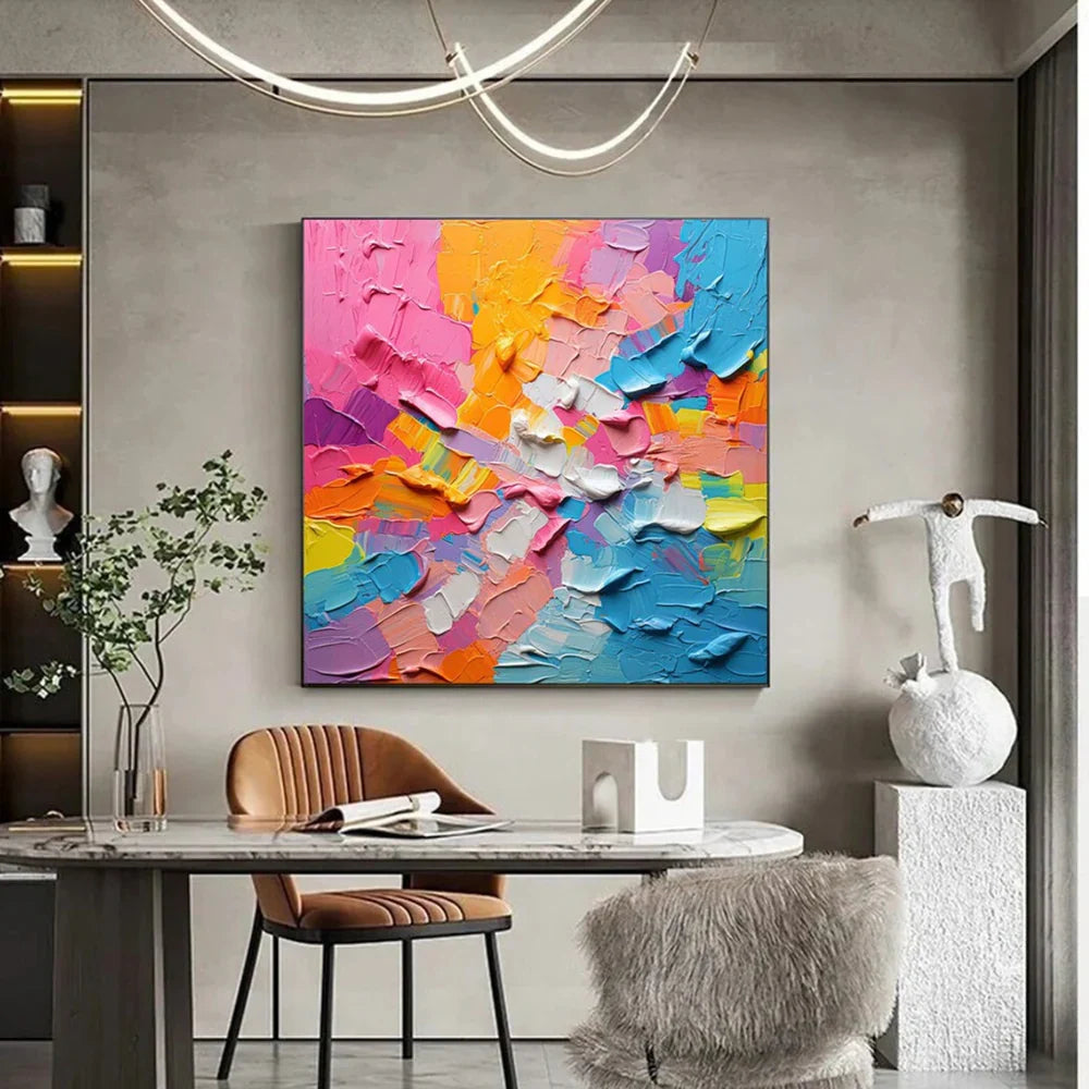 Colorful Abstract Textured Painting Canvas #AT071