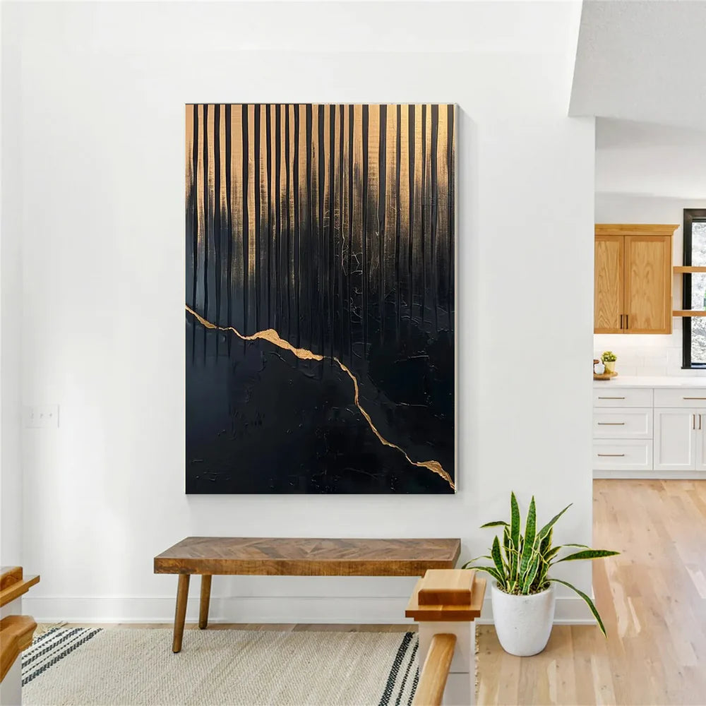 Black Minimalist Textured Canvas #MT096