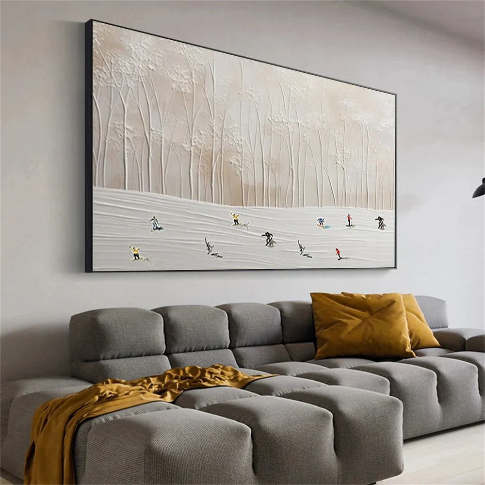 Skiing Sports Textured Painting Canvas #MS007