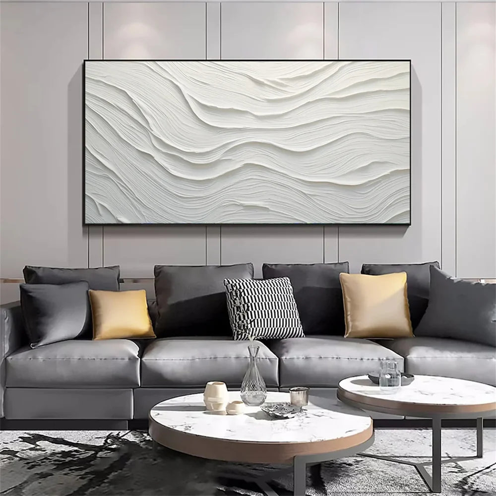 White Minimalist Textured Canvas #MT073