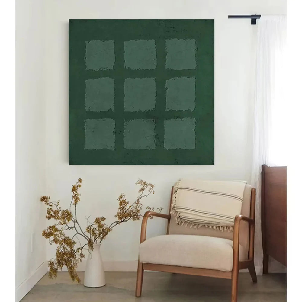 Green Minimalist Textured Painting Canvas #MT093