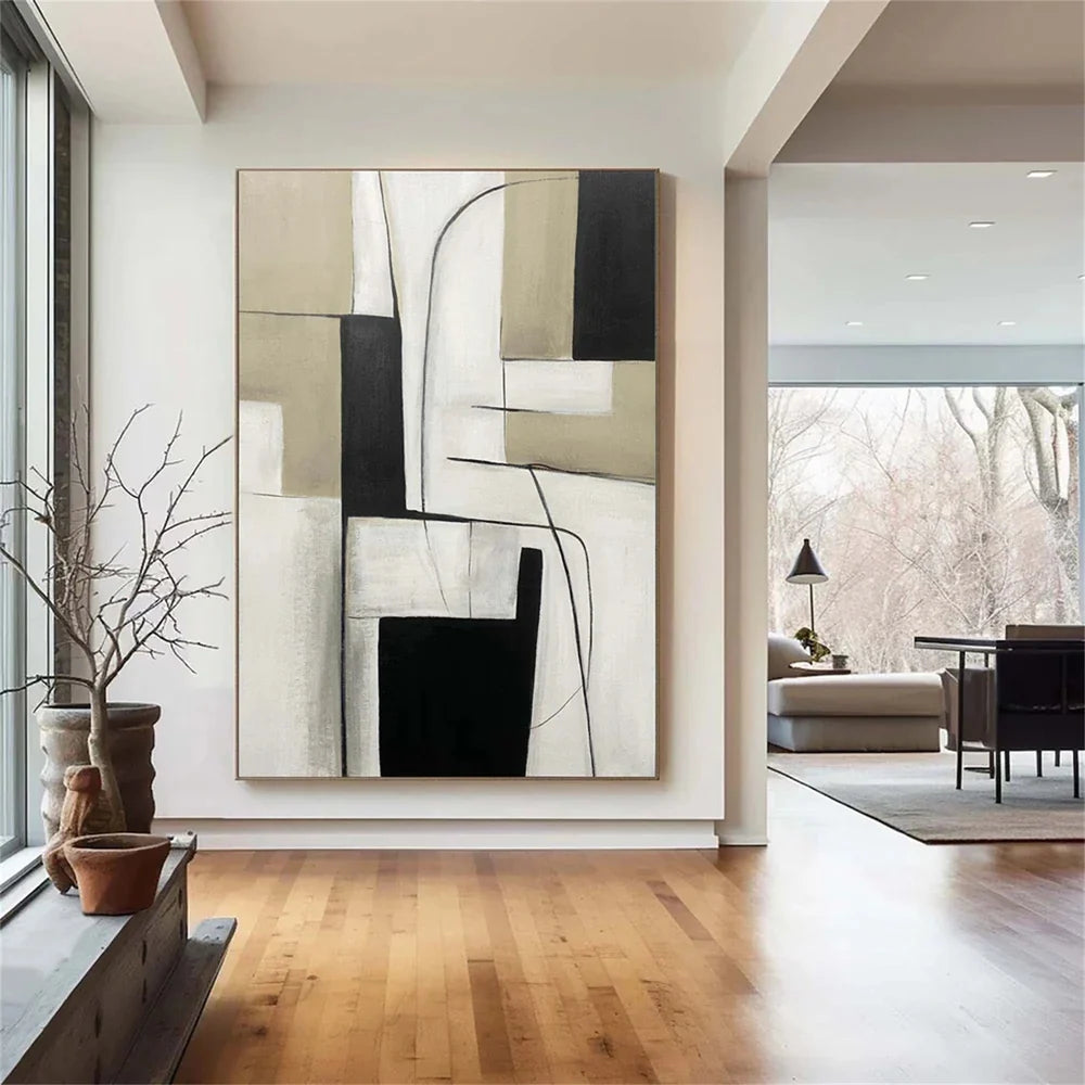 White and Black Minimalist Canvas #MT112