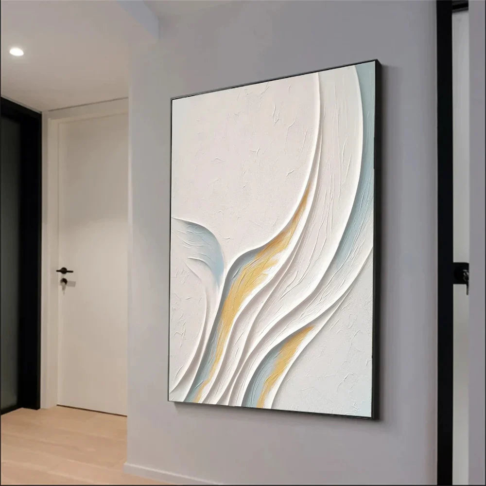 White Minimalist Textured Painting Canvas #MT091