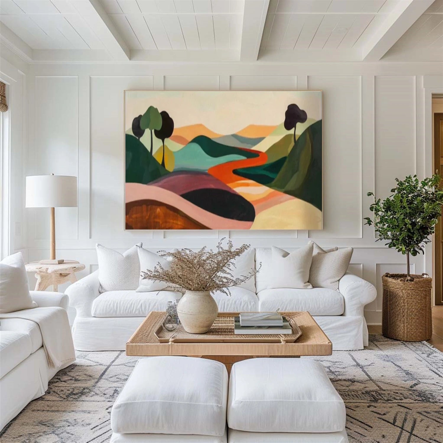 Colorful Abstract Mountain Canvas Art #MO019