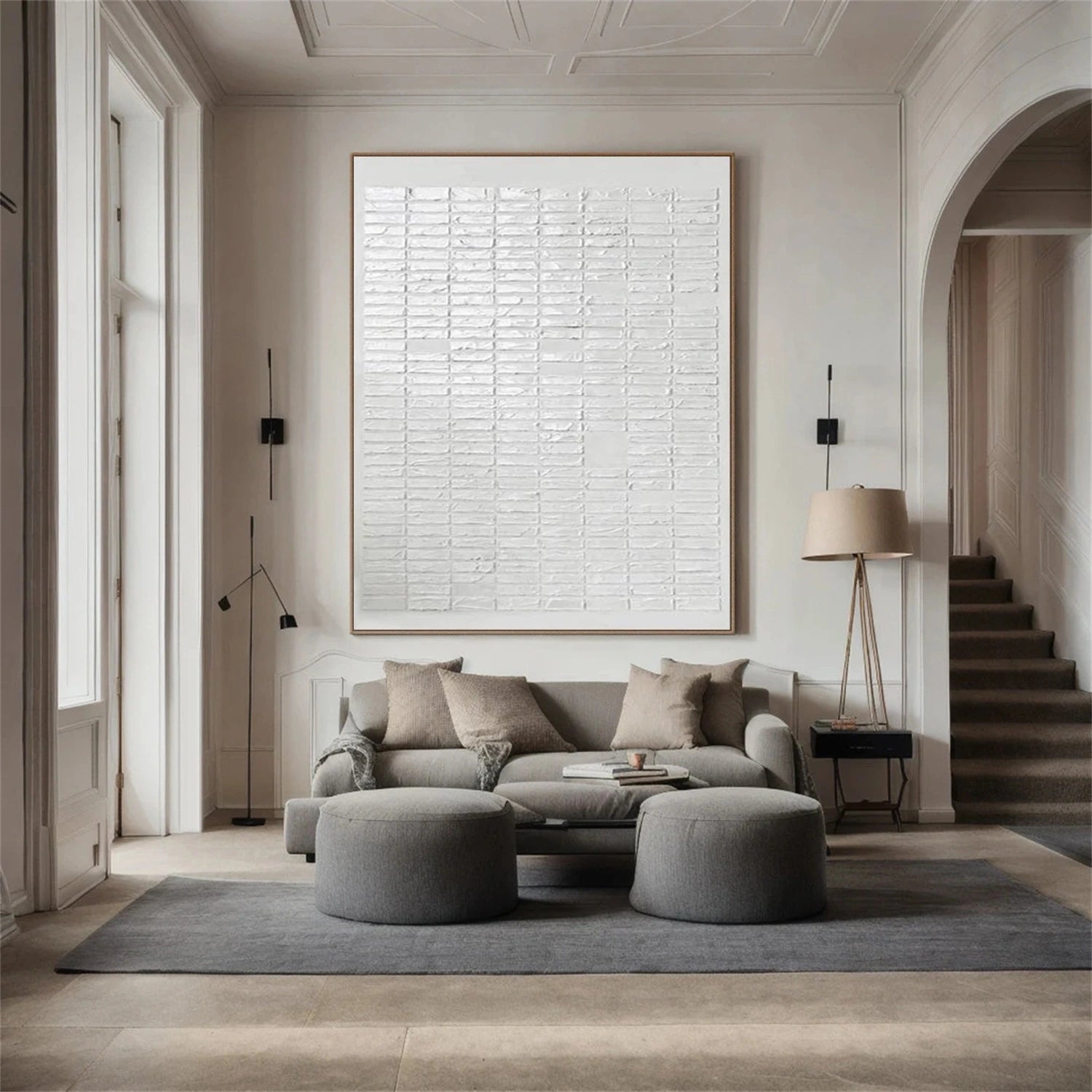 White Minimalist Textured Canvas Art #MT129