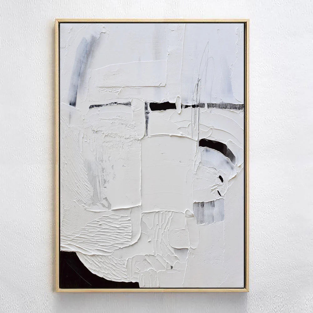 White and Black Minimalist Textured Canvas #MT083