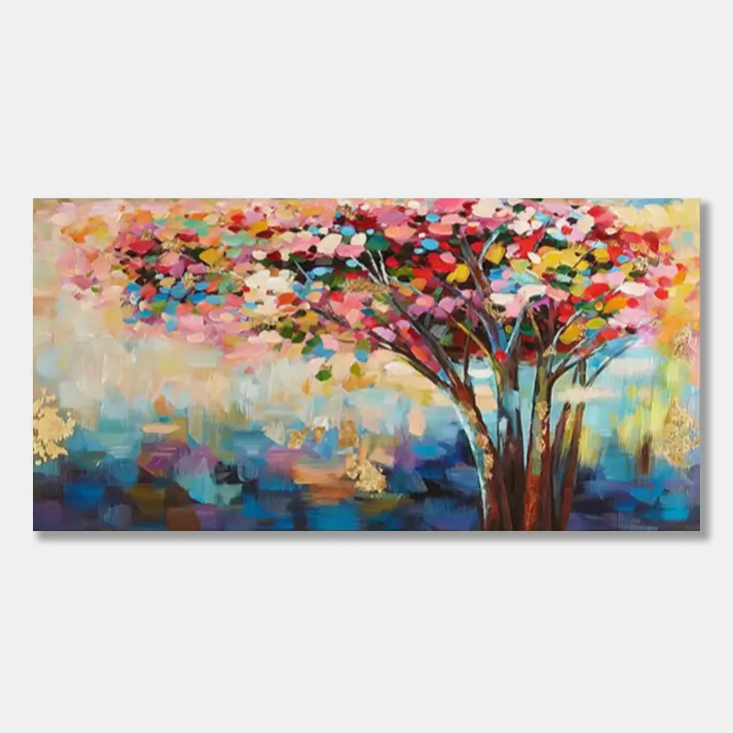 Colorful Tree Textured Painting Canvas #TP009