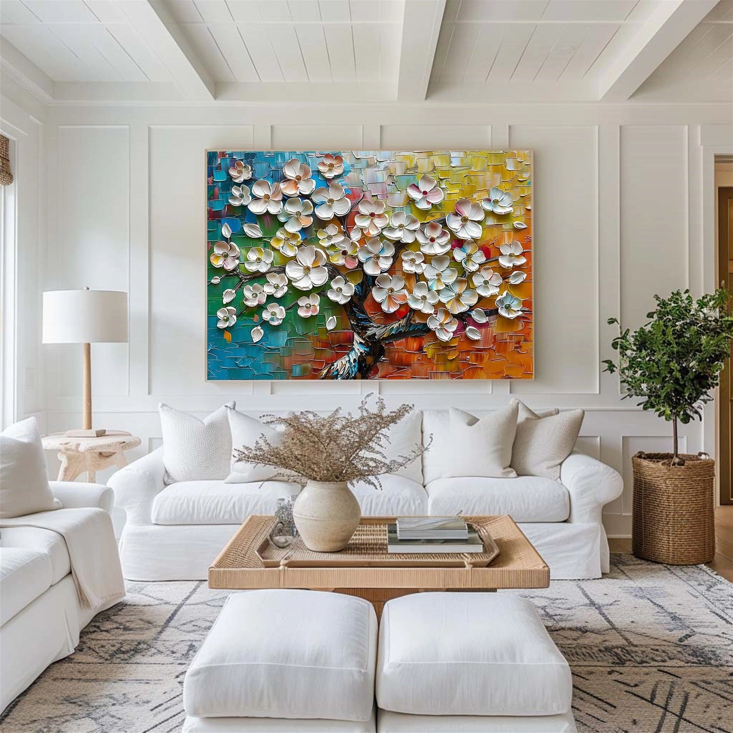 Colorful Flower Abstract Textured Wall Art #FP146