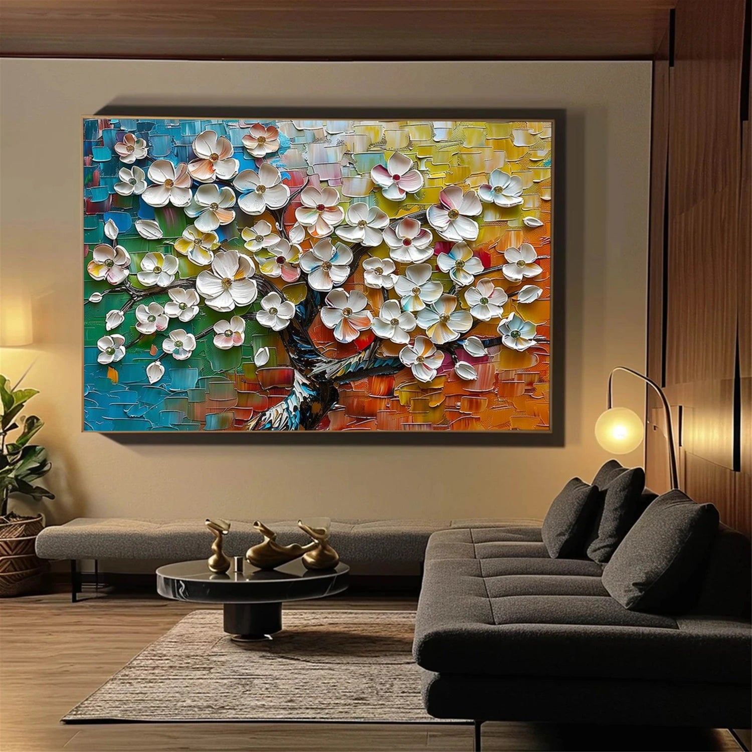 Colorful Flower Abstract Textured Wall Art #FP146