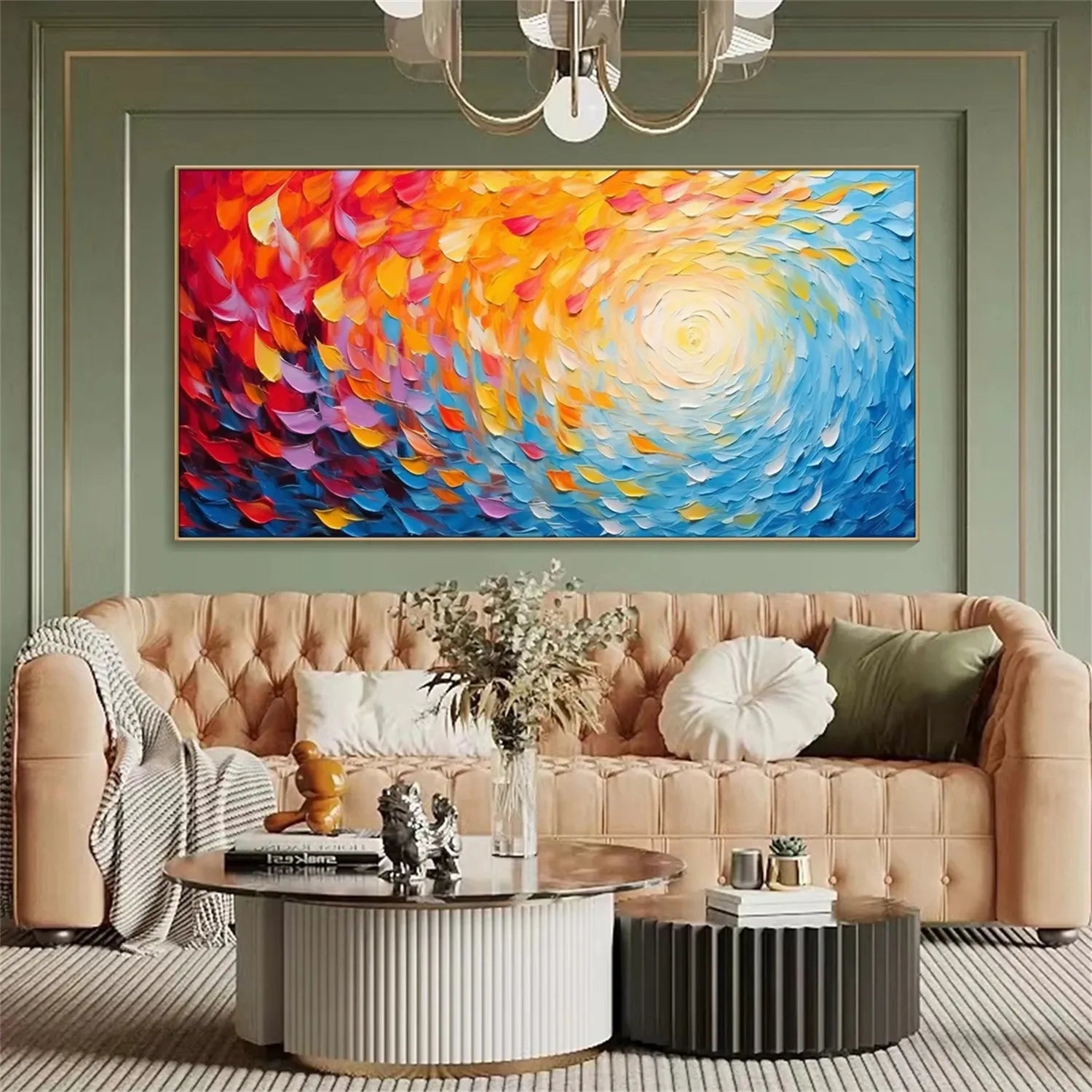 Colorful Flower Textured Painting Canvas #FP018