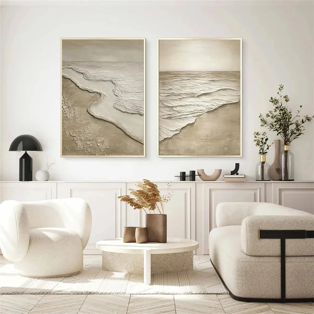 Ocean and Sky Textured Painting Canvas Set of 2 #OS034
