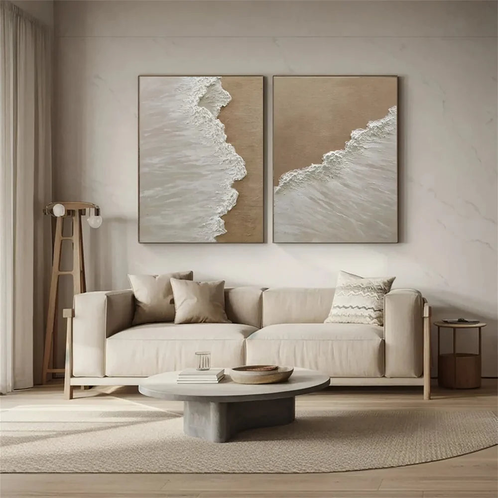 Ocean and Sky Textured Painting Canvas Set of 2 #OS032