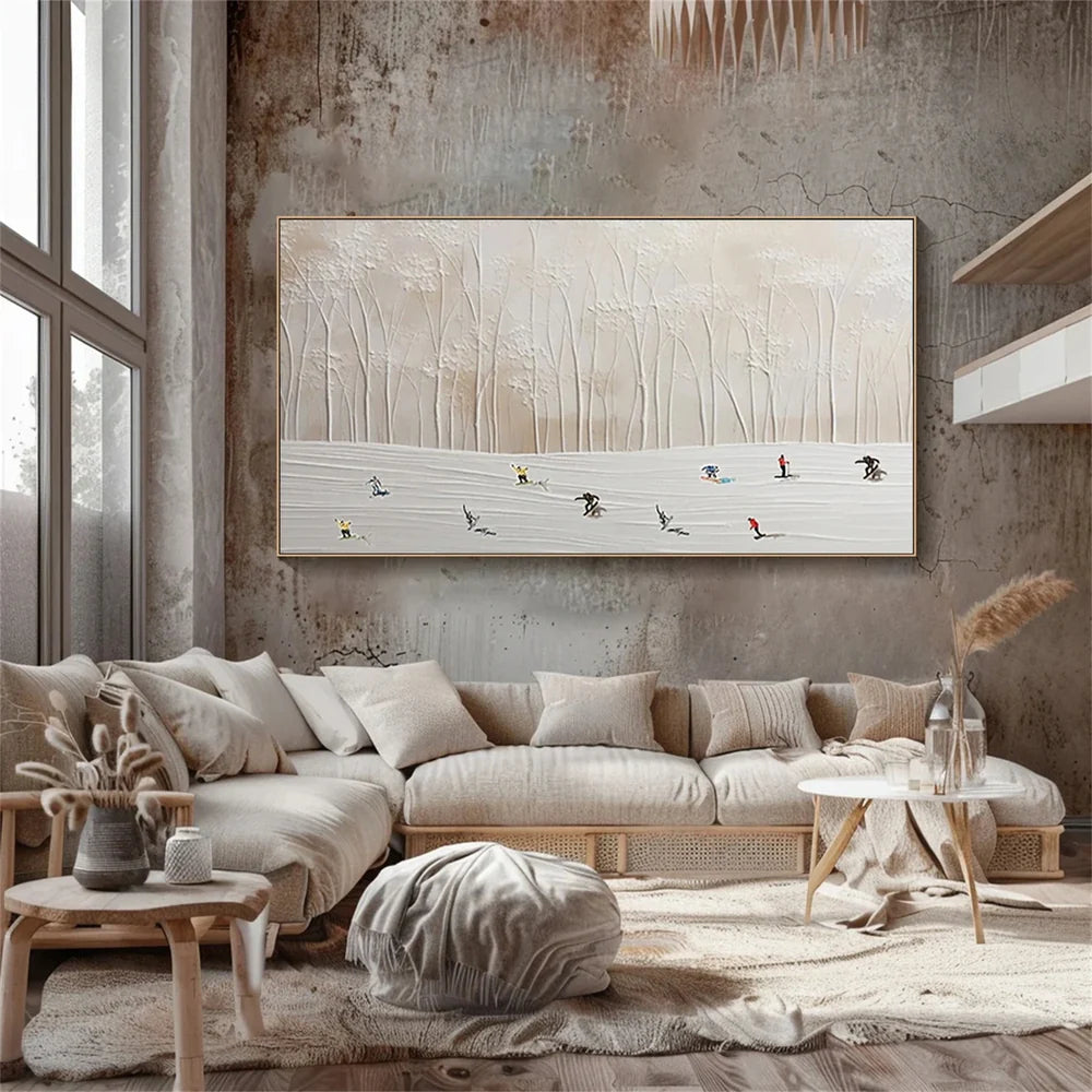 Skiing Sports Textured Painting Canvas #MS007