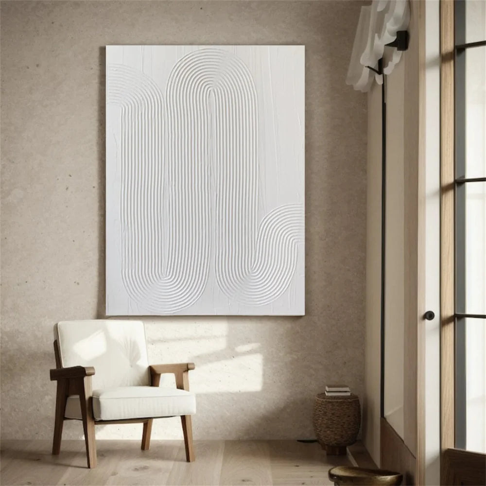 White Minimalist Textured Canvas #MT109