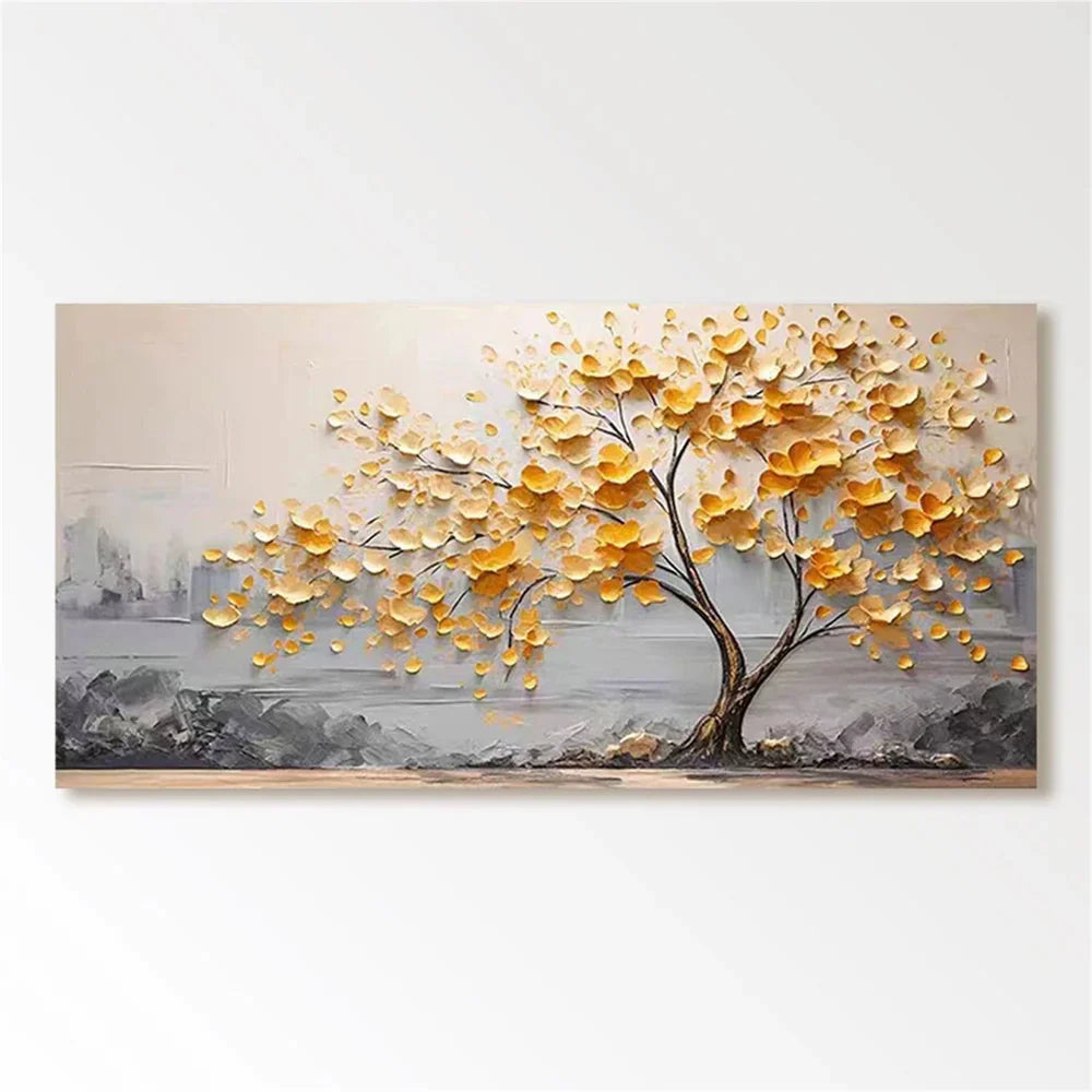 Flower And Tree Textured Painting Canvas #FT005