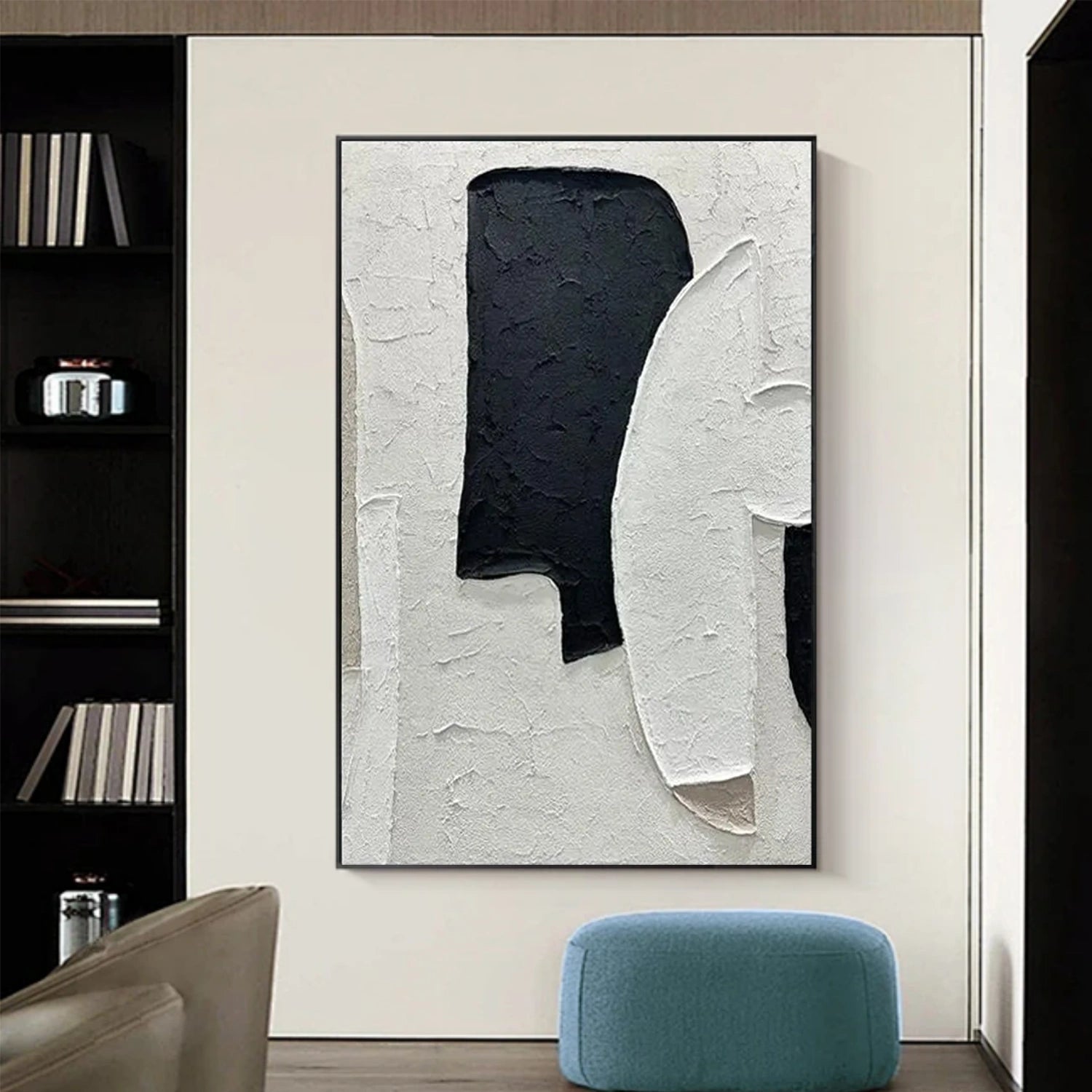 Black and White Minimalist Textured Canvas Art #MT128