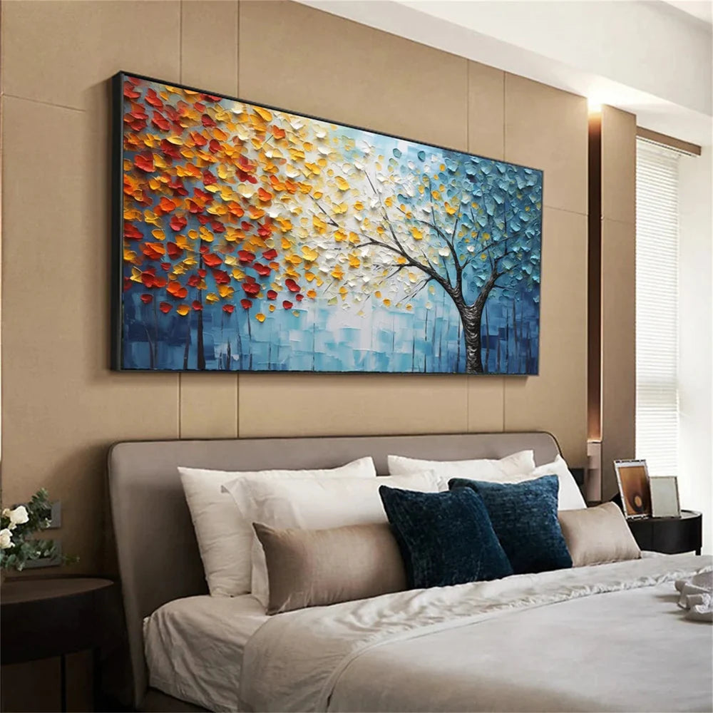 Flower And Tree Textured Painting Canvas #FT006