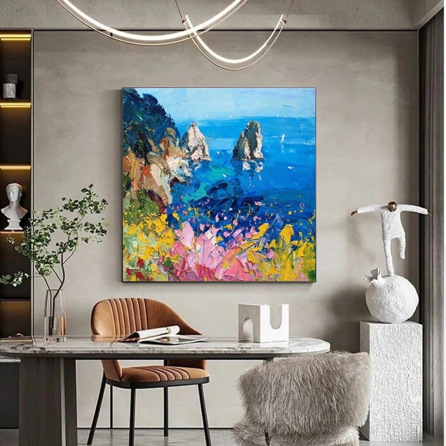 Ocean And Sky Abstract Textured Wall Art #OS062