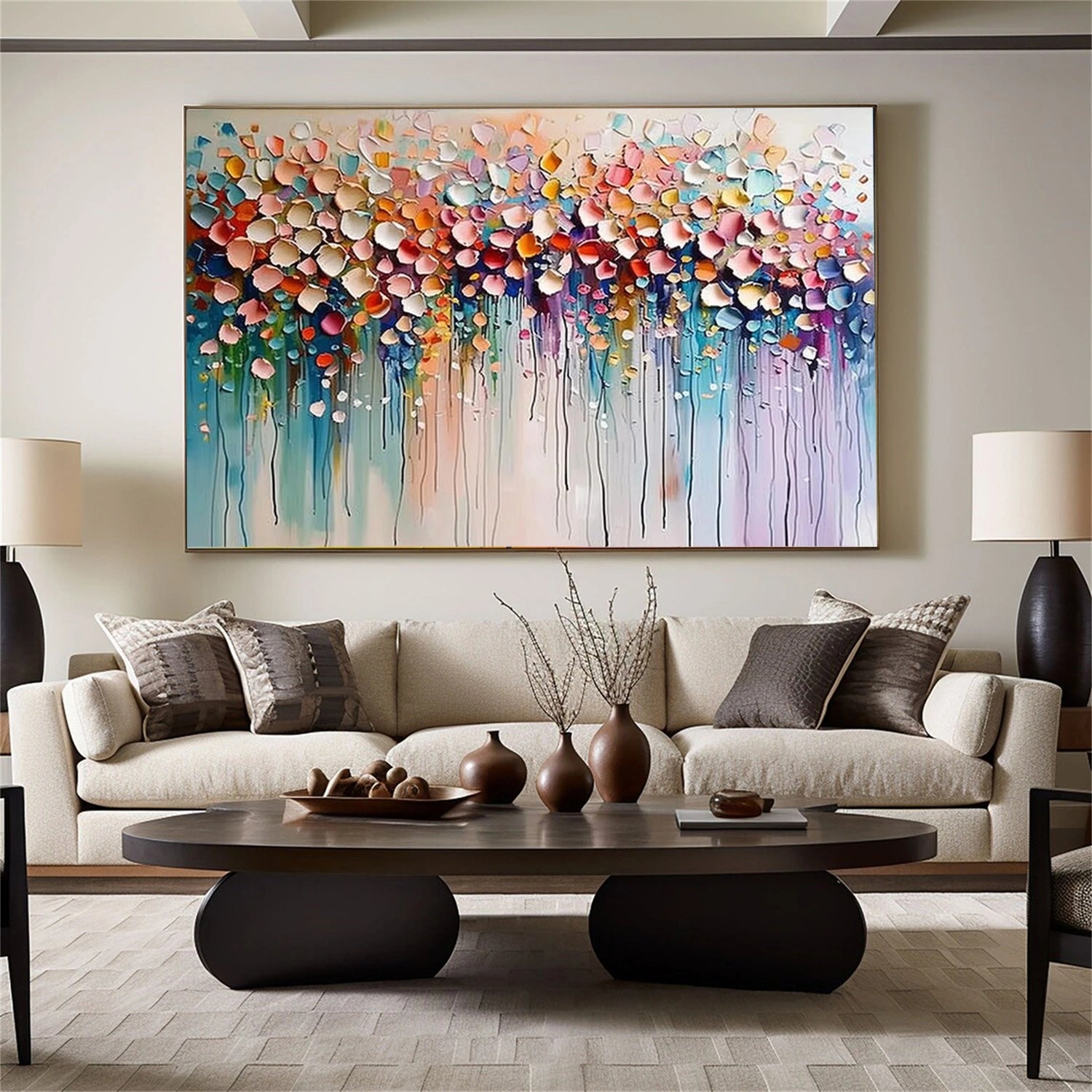 Colorful Abstract Textured Painting Canvas #AT074