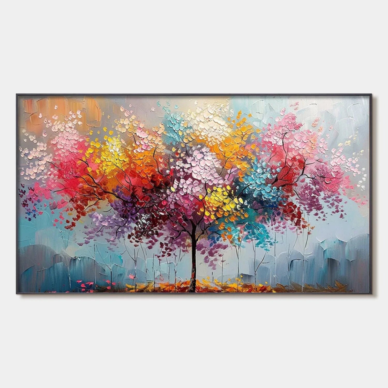 Colorful Tree Textured Painting Canvas #TP022