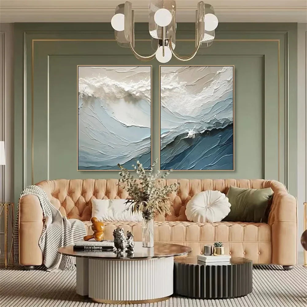 Ocean Textured Painting Canvas Set of 2 #OS022