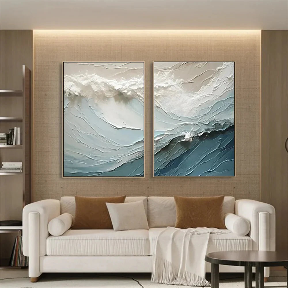 Ocean Textured Painting Canvas Set of 2 #OS022