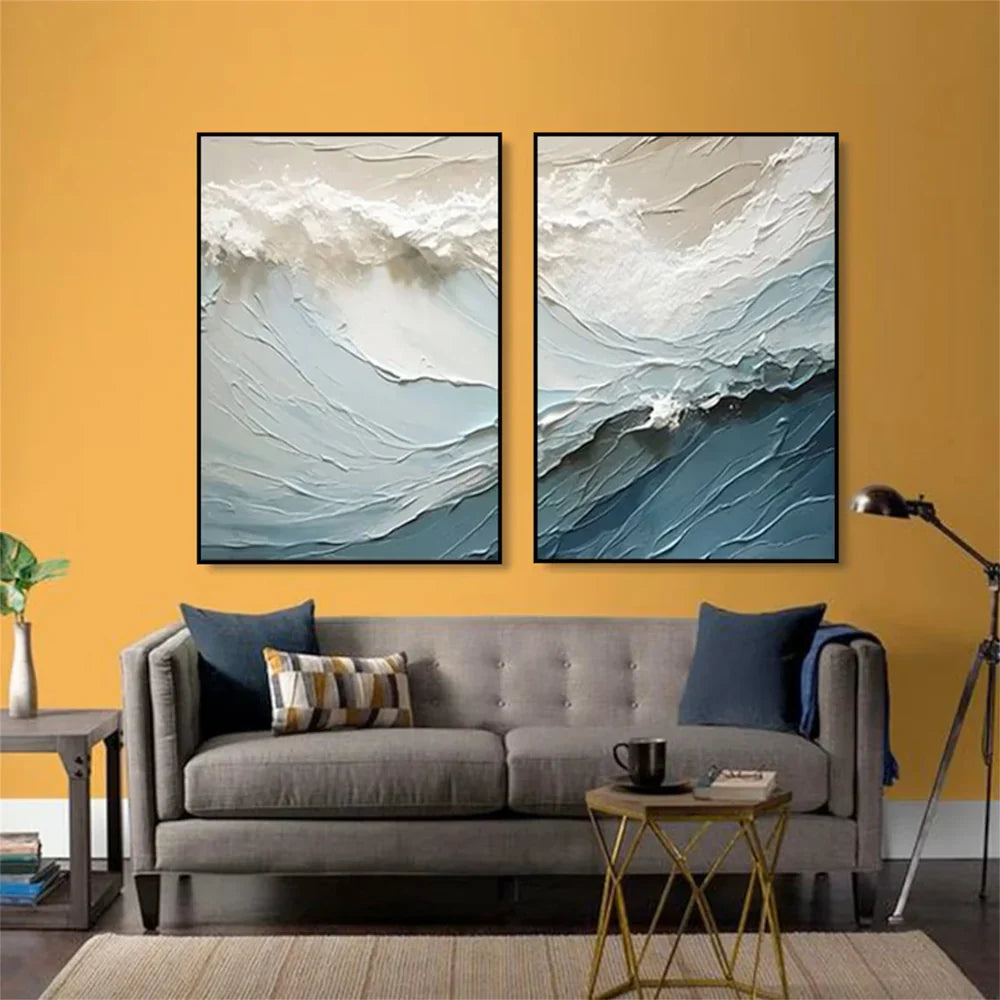 Ocean Textured Painting Canvas Set of 2 #OS022